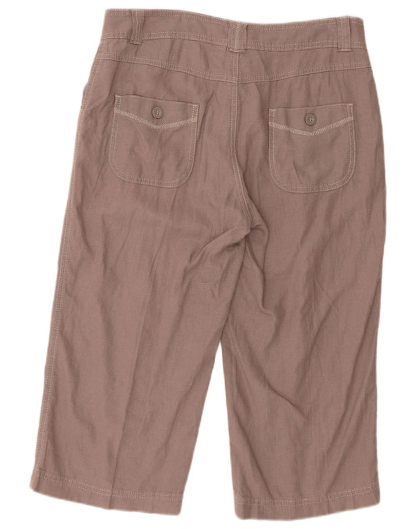 Marks & Spencer Womens Capri Trousers UK 12 Large W33 L19 Brown Linen