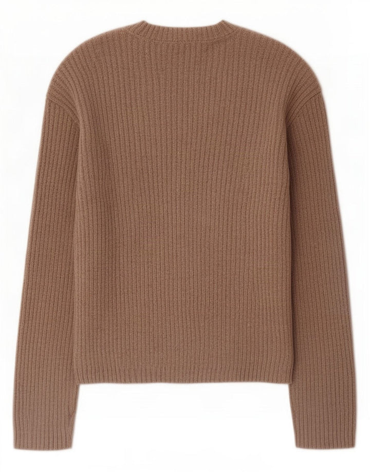 Marks & Spencer Womens Oversized Crew Neck Jumper Sweater UK 10 Small Brown
