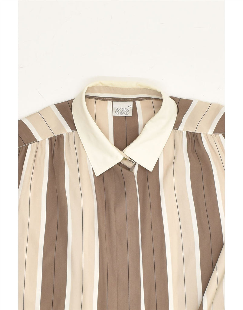 VINTAGE Womens Shirt EU 40 Medium Brown Striped Polyester | Vintage Vintage | Thrift | Second-Hand Vintage | Used Clothing | Messina Hembry 