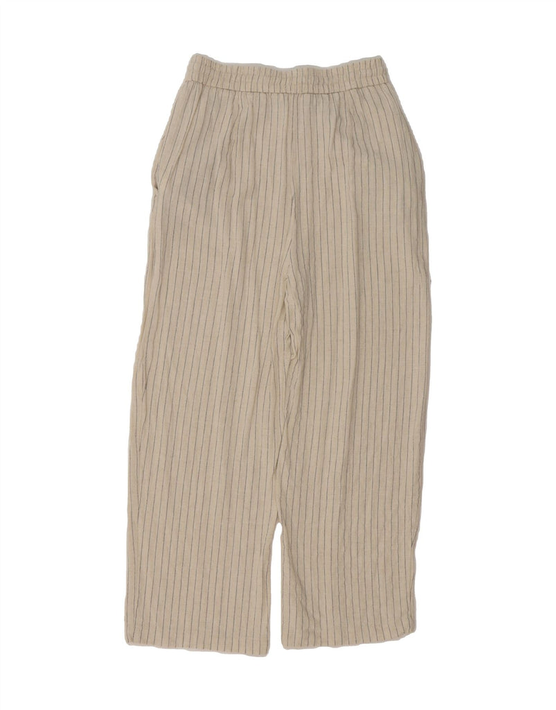 ZARA Womens Straight Chino Trousers Small W28 L24 Beige Striped Viscose Vintage Zara and Second-Hand Zara from Messina Hembry 