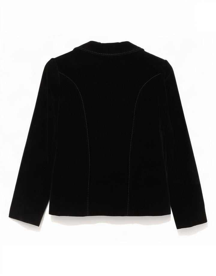 Vintage Womens 2 Button Velvet Blazer Jacket EU 40 Medium Black Cotton