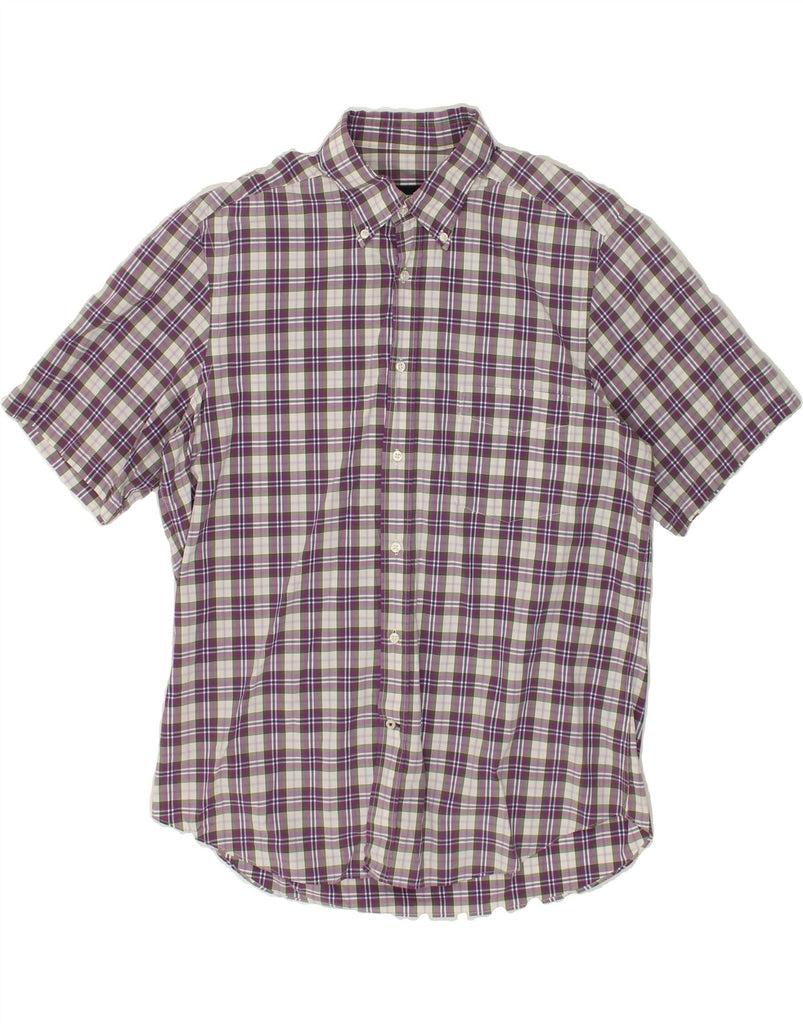 MASSIMO DUTTI Mens Short Sleeve Shirt XL Purple Check | Vintage Massimo Dutti | Thrift | Second-Hand Massimo Dutti | Used Clothing | Messina Hembry 