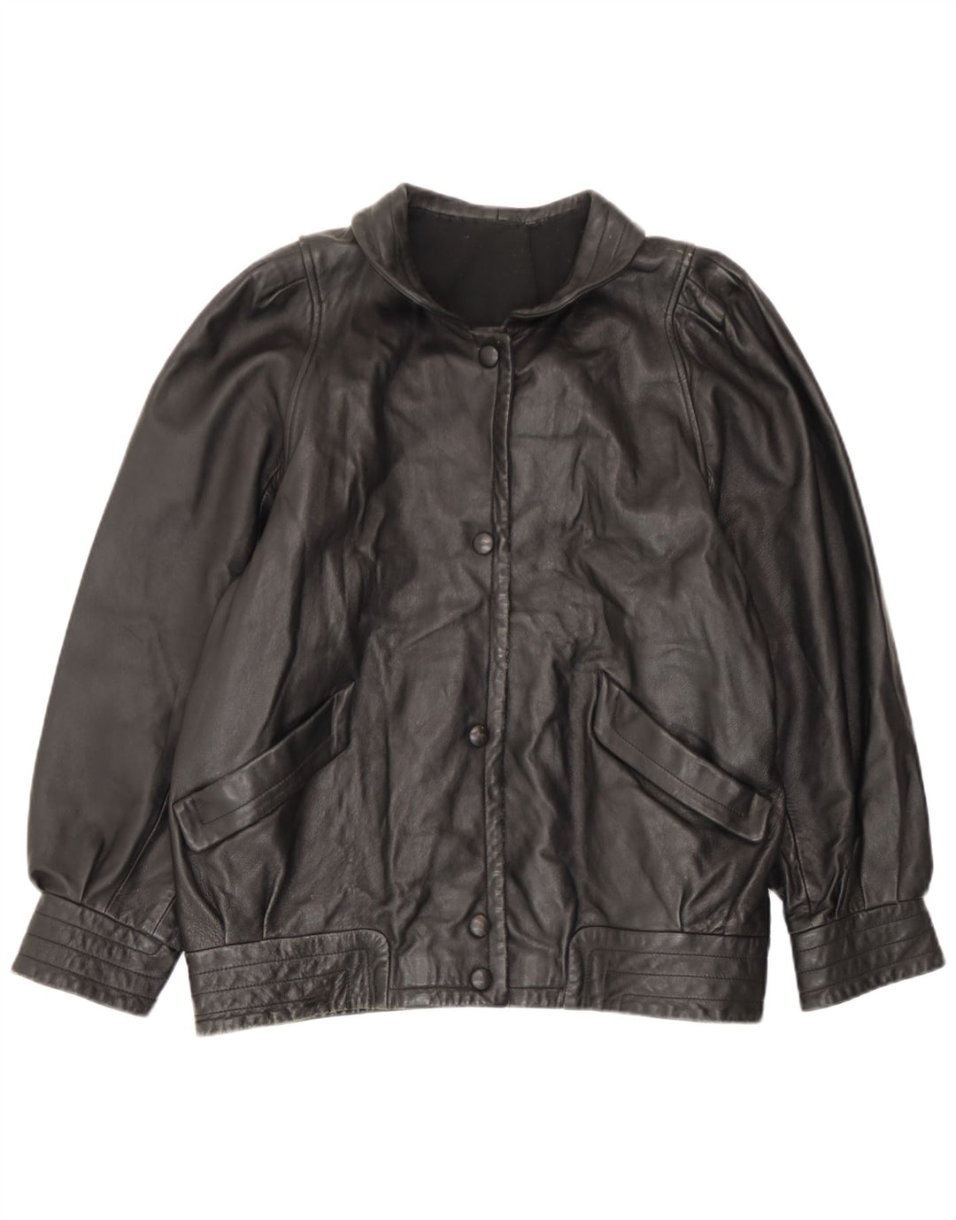 Vintage Womens Leather Jacket UK 14 Large Black