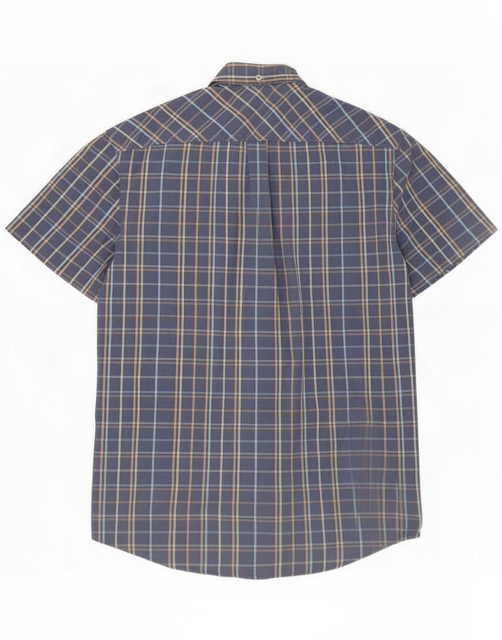 Penguin Mens Short Sleeve Shirt Medium Blue Check Cotton
