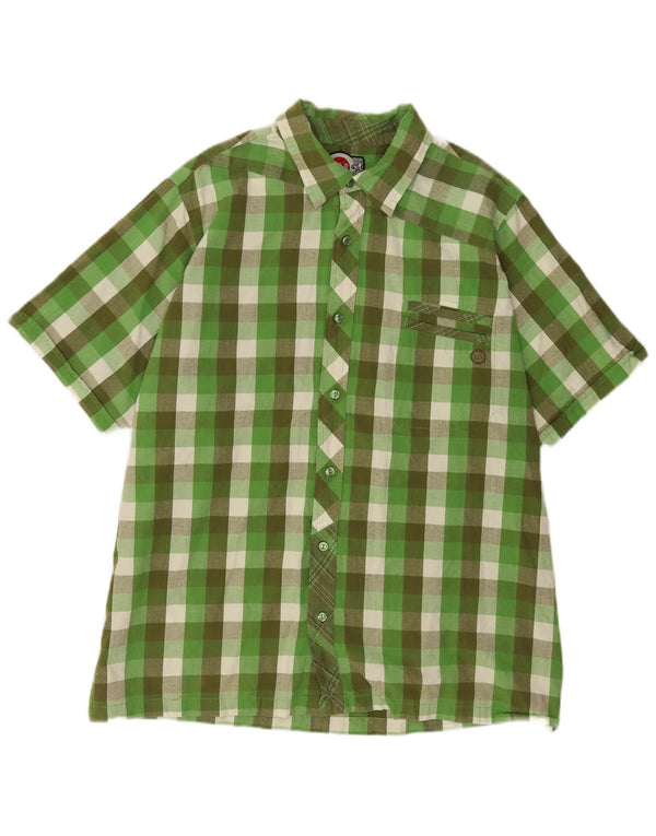 Animal Mens Short Sleeve Shirt 2XL Green Check Cotton