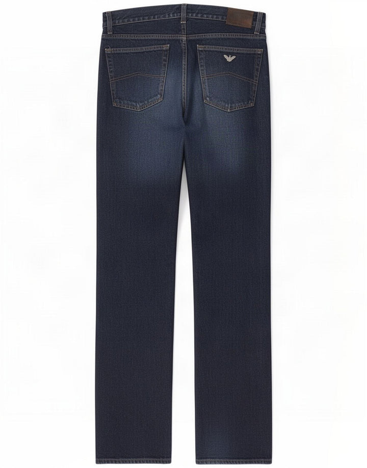 Armani Mens Straight Jeans W33 L32 Blue Cotton