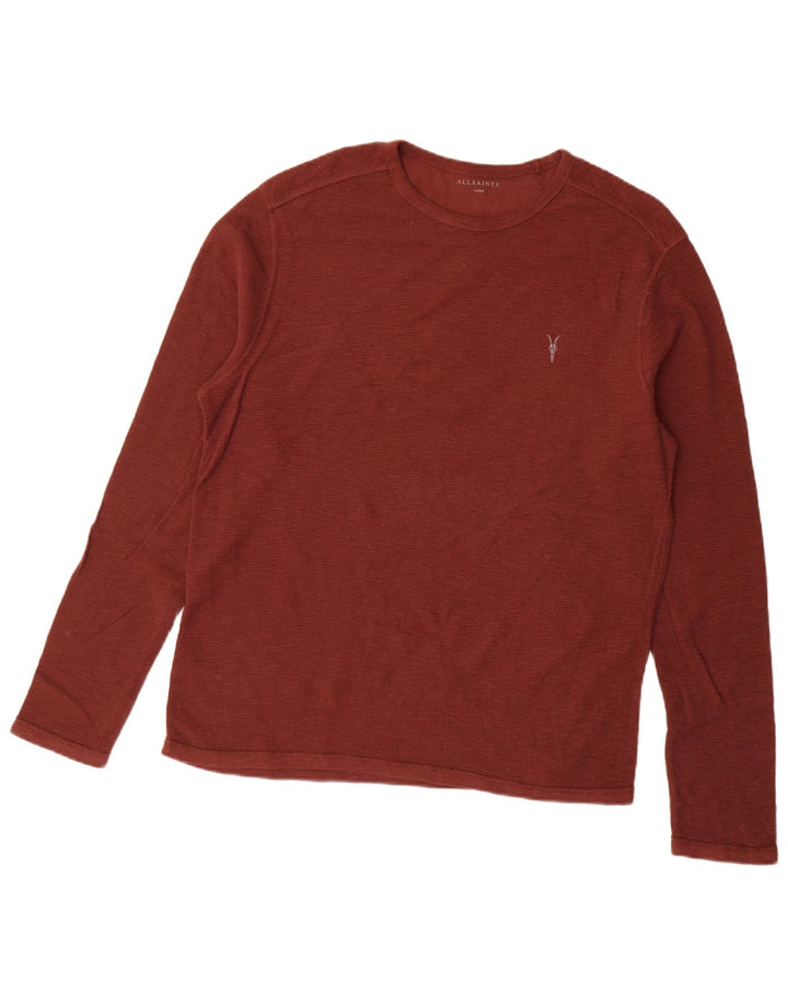 All Saints Mens Top Long Sleeve Large Maroon Cotton