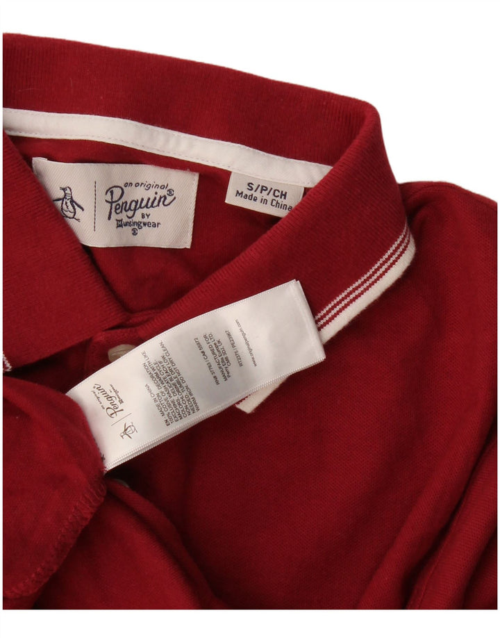 Penguin Mens Polo Shirt Small Burgundy Cotton