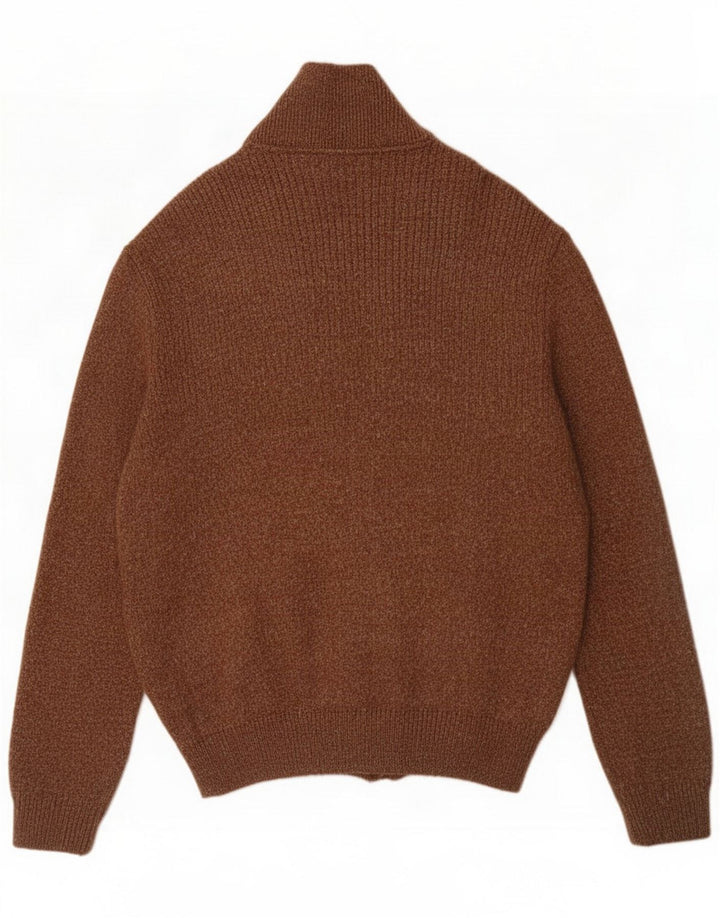 Sercap Mens Cardigan Sweater Medium Brown Colourblock