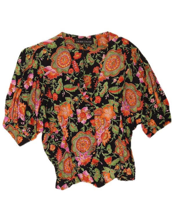 Vintage Womens Short Sleeve Shirt Blouse UK 16 Large Multicoloured Floral