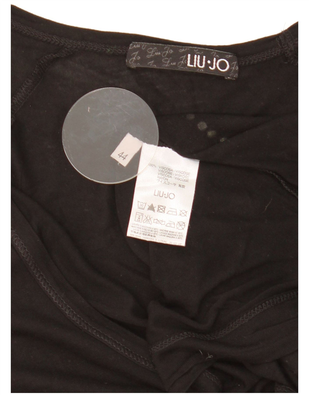 Liu Jo Womens Graphic Top Long Sleeve IT 44 Medium Black Viscose