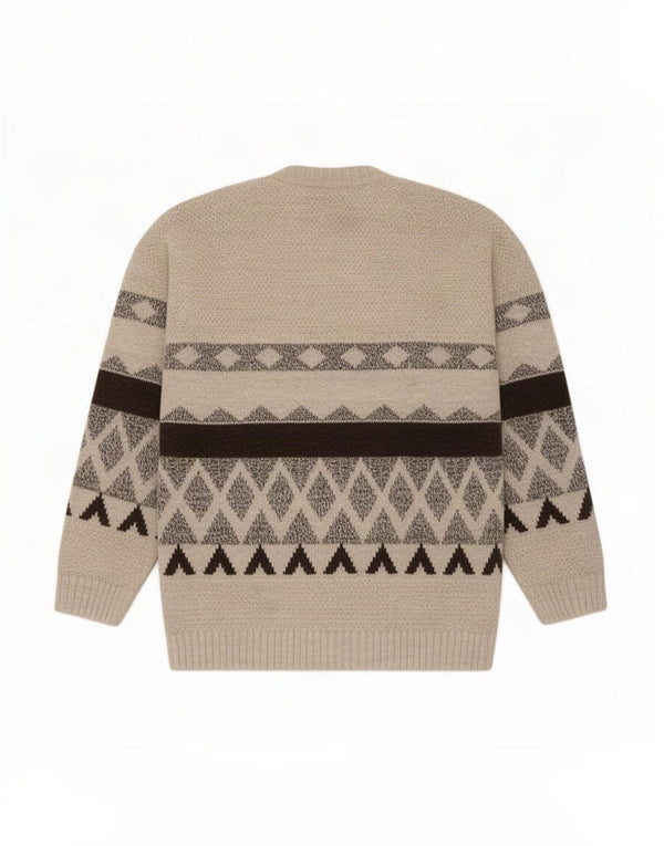 Conbipel Mens Cardigan Sweater XL Beige Geometric