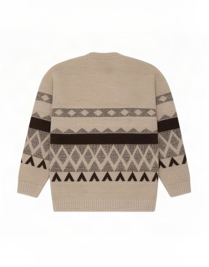 Conbipel Mens Cardigan Sweater XL Beige Geometric