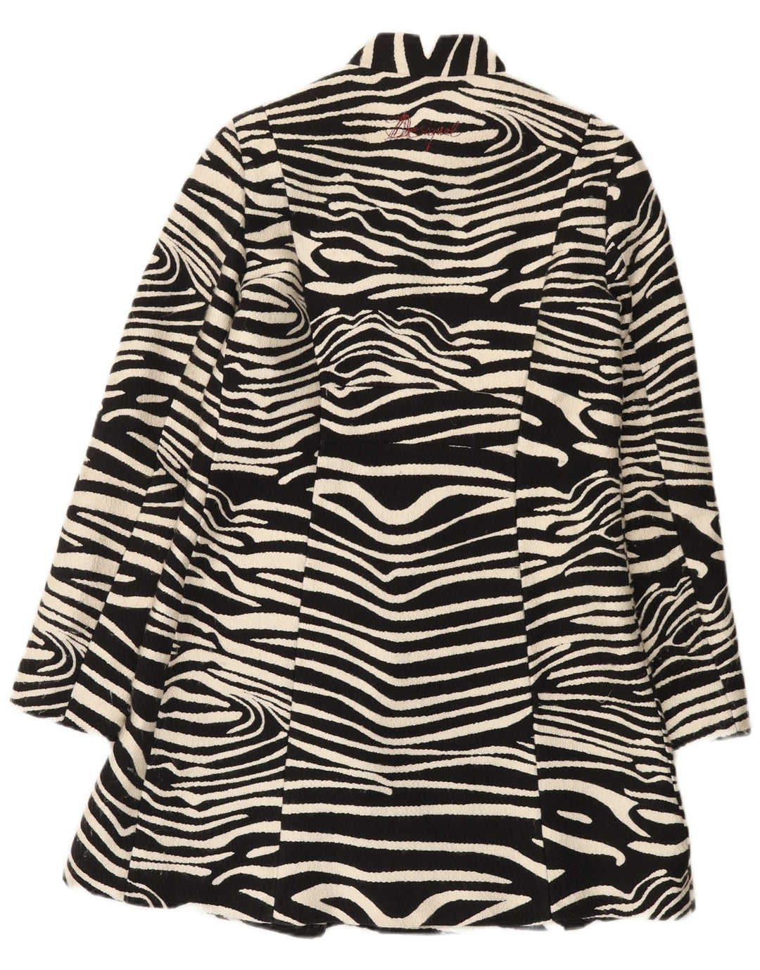 Desigual Womens Overcoat EU 42 Large Black Animal Print