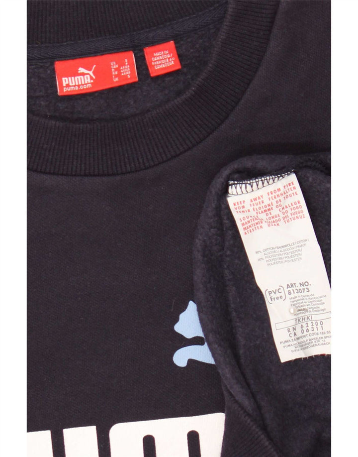 Puma Mens Graphic Sweatshirt Jumper Small Navy Blue Cotton