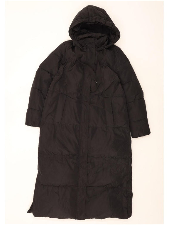 Zara Womens Hooded Oversized Padded Coat UK 14 Medium Black Polyester