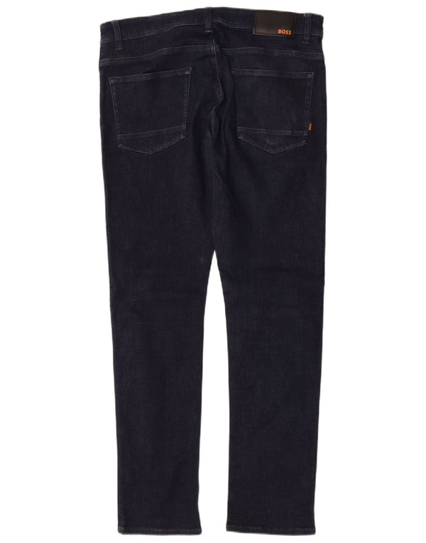Hugo Boss Mens Delaware Slim Jeans W34 L32 Navy Blue Cotton