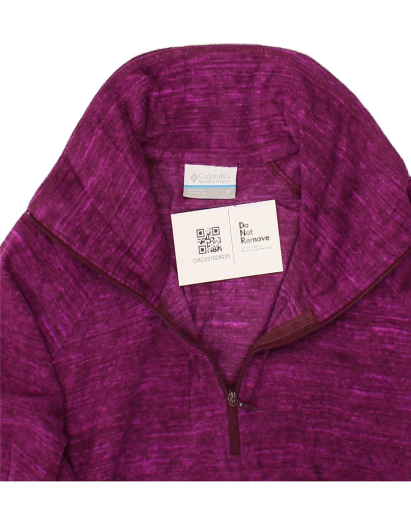 COLUMBIA Womens Zip Neck Fleece Jumper UK 10 Small Burgundy Colourblock Vintage Columbia and Second-Hand Columbia from Messina Hembry 