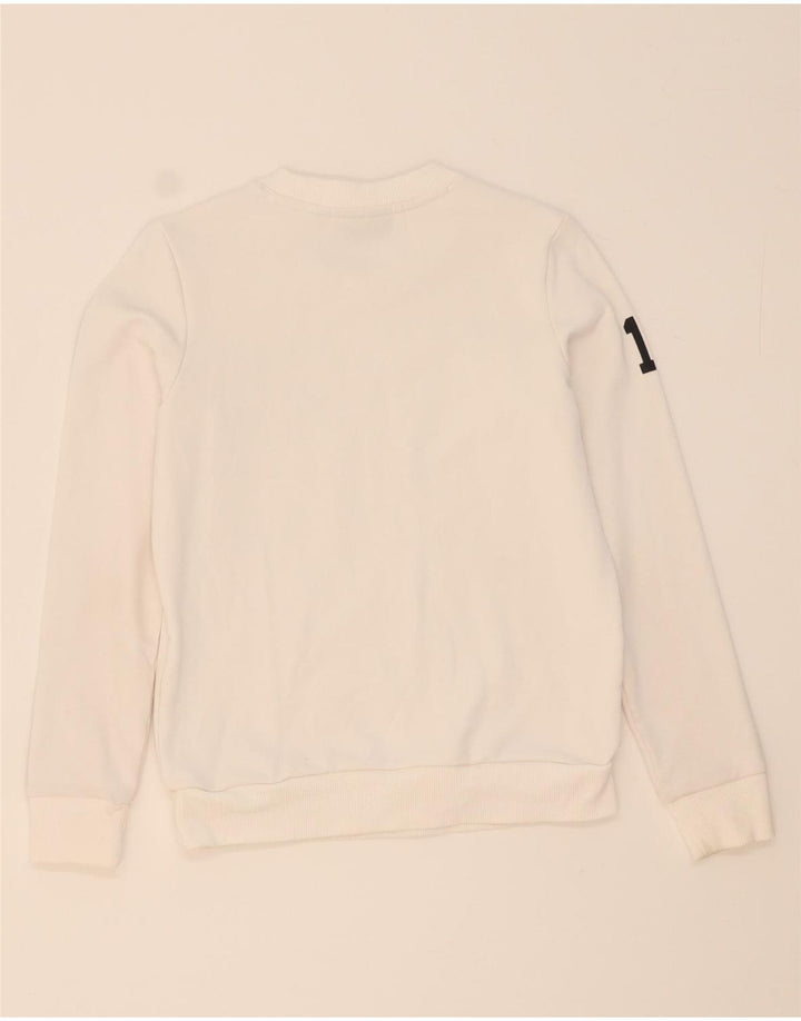 FILA Womens Graphic Sweatshirt Jumper UK 12 Medium White Colourblock Vintage Fila and Second-Hand Fila from Messina Hembry 