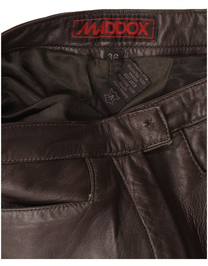 MADDOX Womens Leather Trousers EU 36 Small W26 L32 Brown Leather