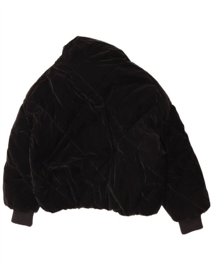 Zara Womens Oversized Padded Jacket UK 10 Small Black Polyurethane