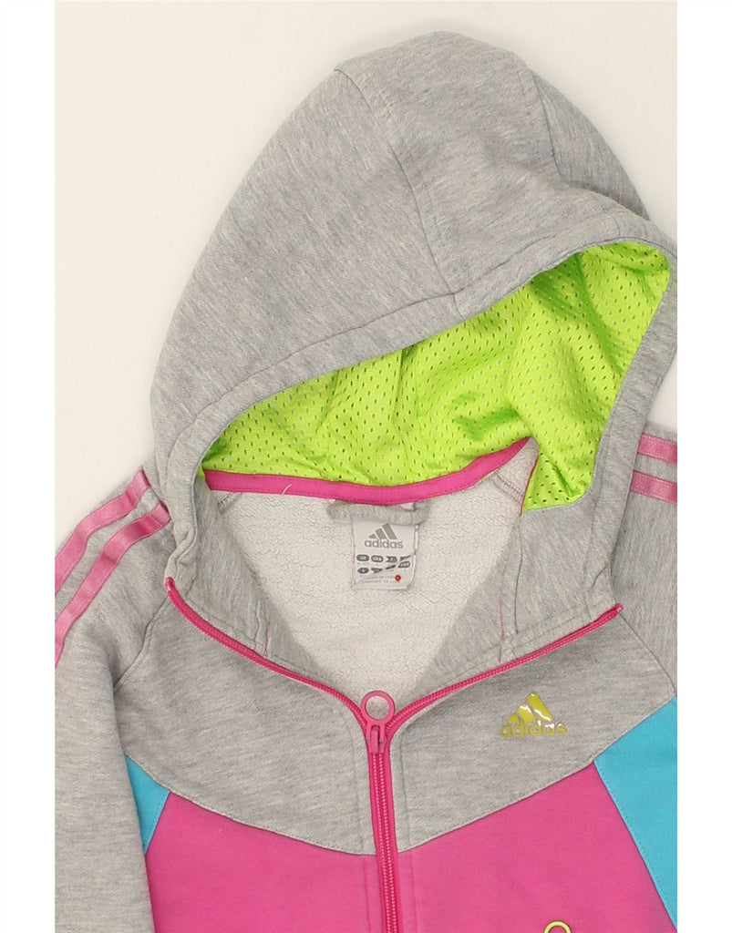 ADIDAS Girls Zip Hoodie Sweater 11-12 Years Multicoloured Colourblock | Vintage Adidas | Thrift | Second-Hand Adidas | Used Clothing | Messina Hembry 