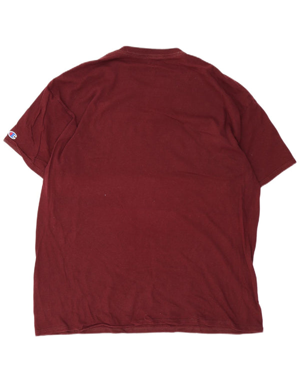 Champion Mens Graphic T-Shirt Top 2XL Burgundy Cotton