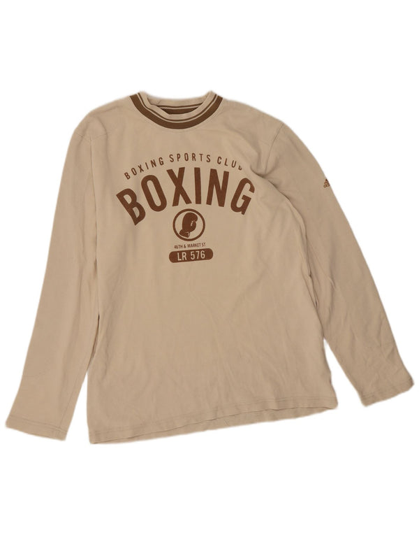 Adidas Mens Graphic Top Long Sleeve Small Beige Colourblock Cotton
