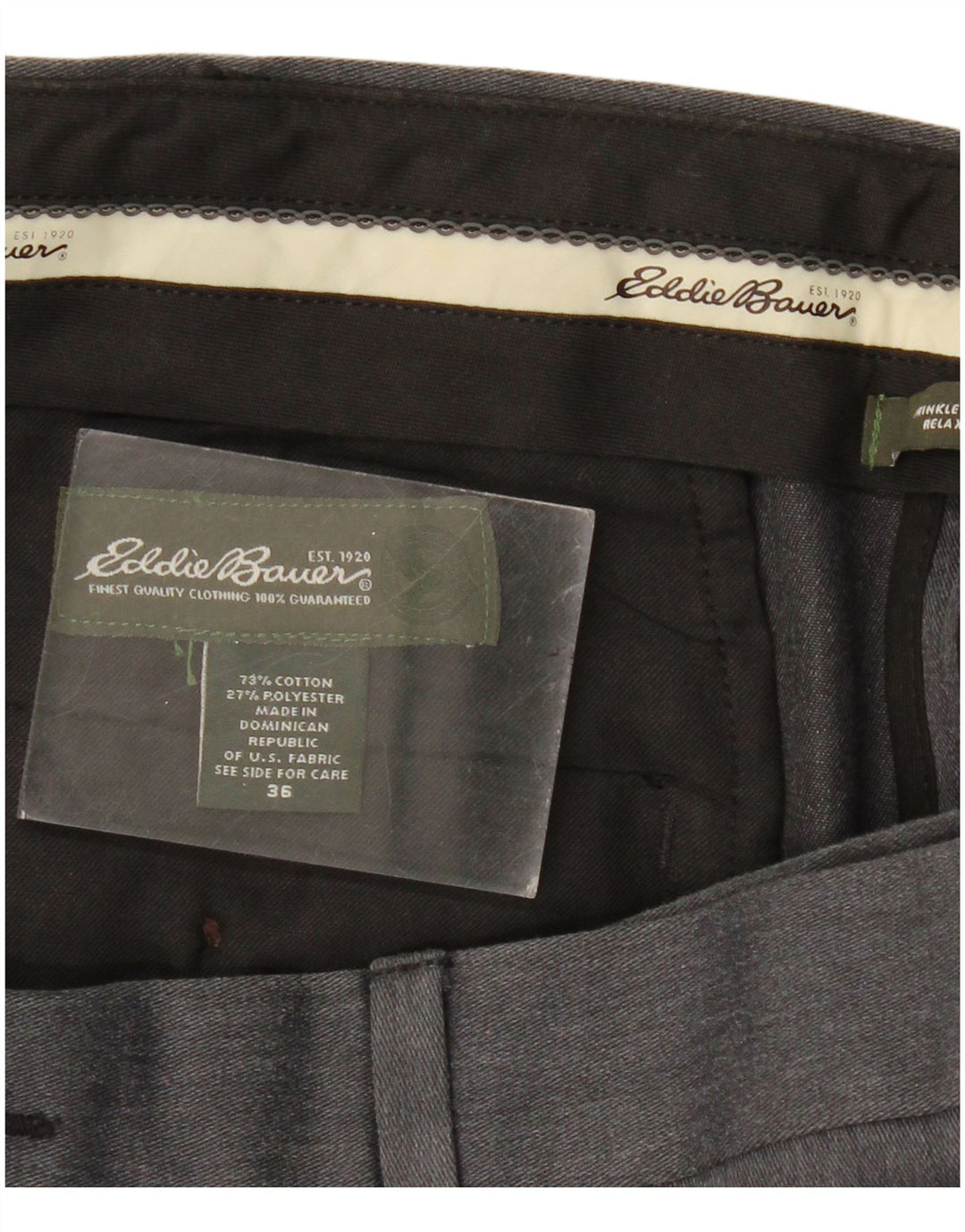 Eddie Bauer Mens Pegged Chino Trousers W36 L31 Grey Classic