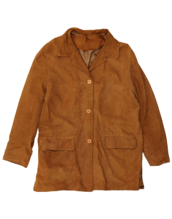 Vintage Womens Suede Jacket IT 42 Medium Brown Leather