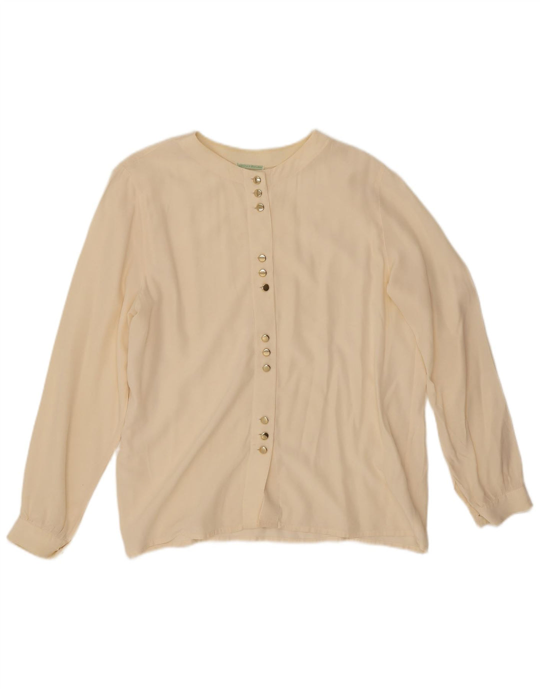 Vintage Womens Shirt Blouse UK 14 Medium Off White Silk