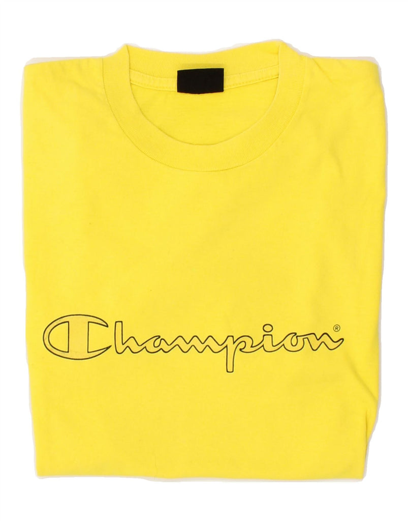 CHAMPION Mens Graphic T-Shirt Top Large Yellow Cotton Vintage Champion and Second-Hand Champion from Messina Hembry 