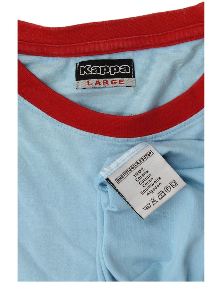 Kappa Mens T-Shirt Top Large Blue Colourblock Cotton