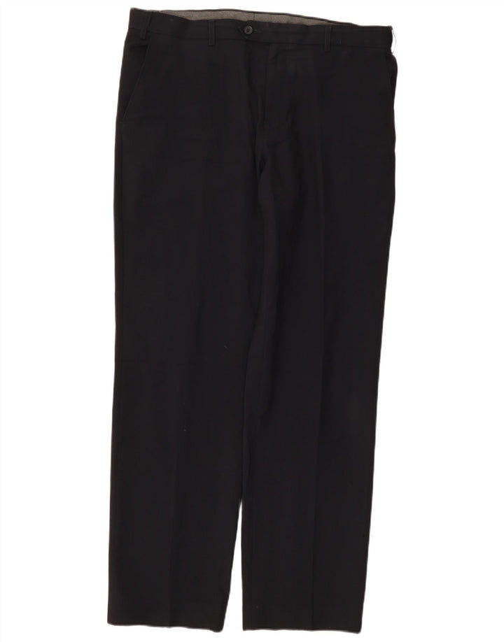 MARKS & SPENCER Mens Regular Fit Suit Trousers W36 L33 Navy Blue Polyester
