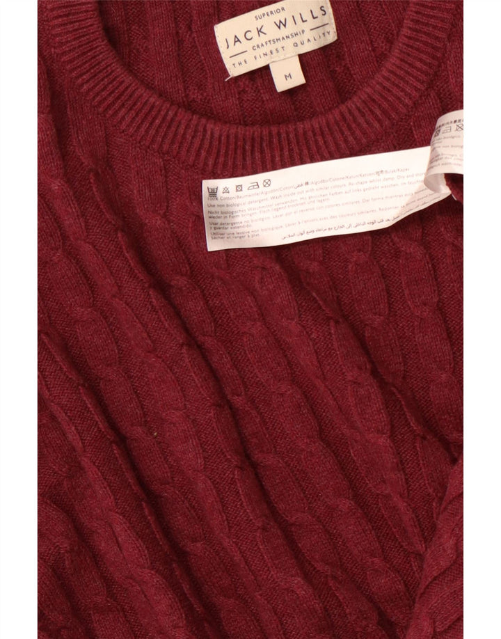 JACK WILLS Mens Crew Neck Jumper Sweater Medium Maroon Cotton