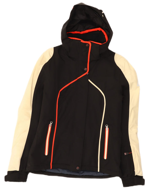 On the Edge Womens Hooded Ski Jacket IT 44 Medium Black Colourblock