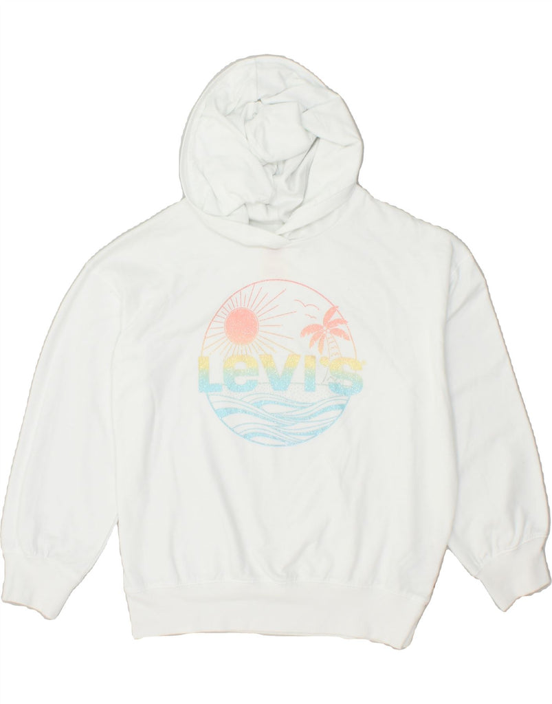 LEVI'S Girls Graphic Hoodie Jumper 13-14 Years Off White Cotton | Vintage Levi's | Thrift | Second-Hand Levi's | Used Clothing | Messina Hembry 