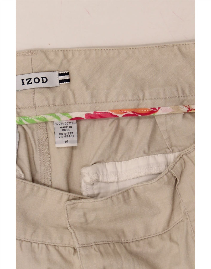 IZOD Womens Straight Cropped Trousers US 14 XL W36 L24 Beige Cotton Vintage Izod and Second-Hand Izod from Messina Hembry 