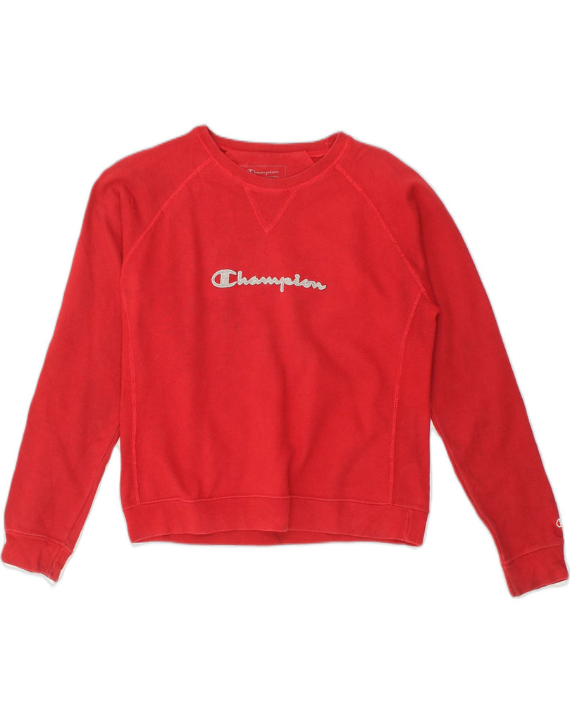 CHAMPION Womens Graphic Sweatshirt Jumper UK 10 Small Red Cotton | Vintage Champion | Thrift | Second-Hand Champion | Used Clothing | Messina Hembry 