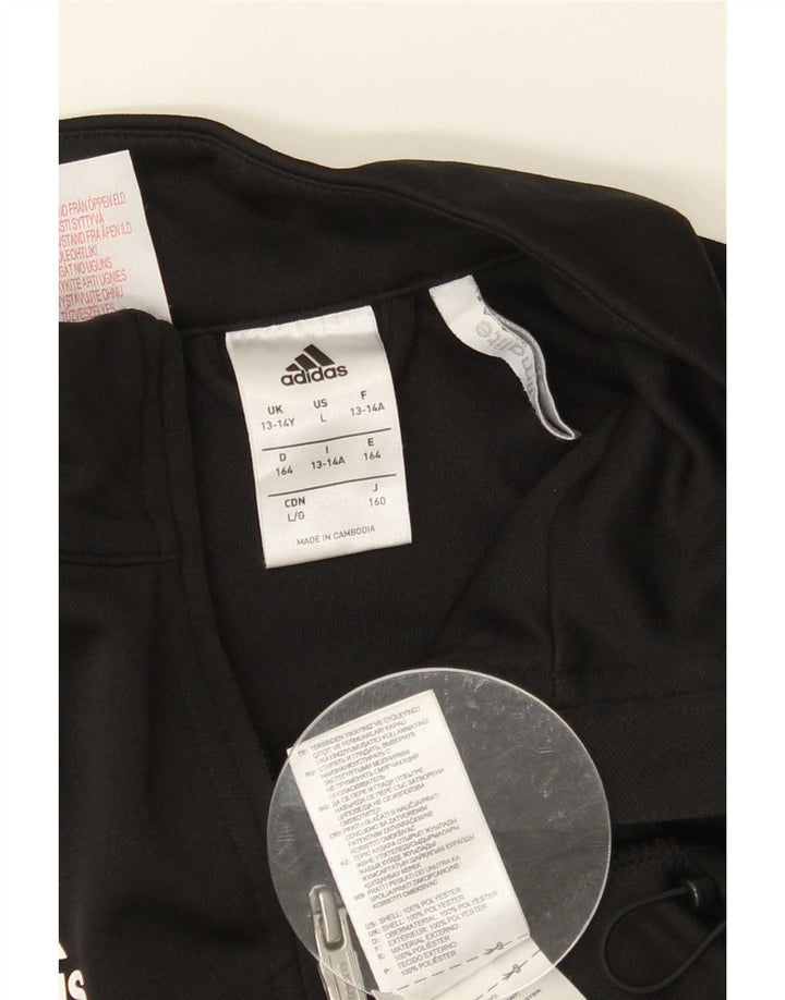 Adidas Boys Climalite Tracksuit Top Jacket 13-14 Years Black Polyester