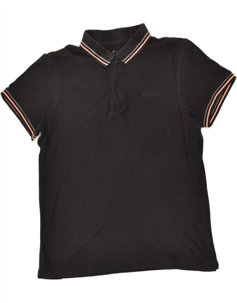 LOTTO Mens Polo Shirt Medium Black Cotton | Vintage Lotto | Thrift | Second-Hand Lotto | Used Clothing | Messina Hembry 