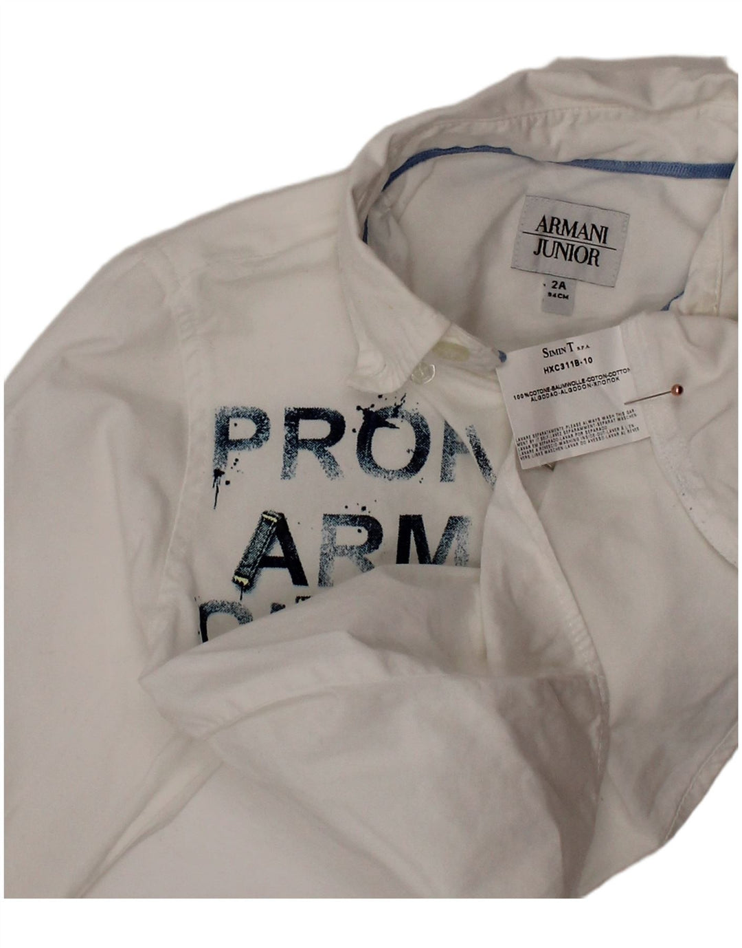 ARMANI JUNIOR Baby Boys Graphic Shirt 18-24 Months White Cotton