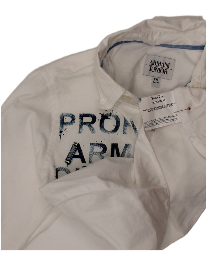 ARMANI JUNIOR Baby Boys Graphic Shirt 18-24 Months White Cotton