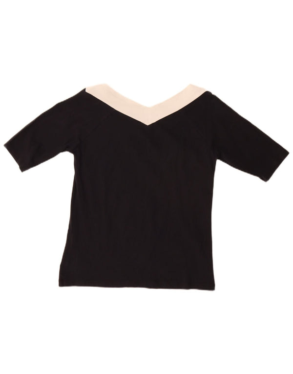 Cerruti 1881 Womens T-Shirt Top UK 10 Small Black Colourblock Cotton