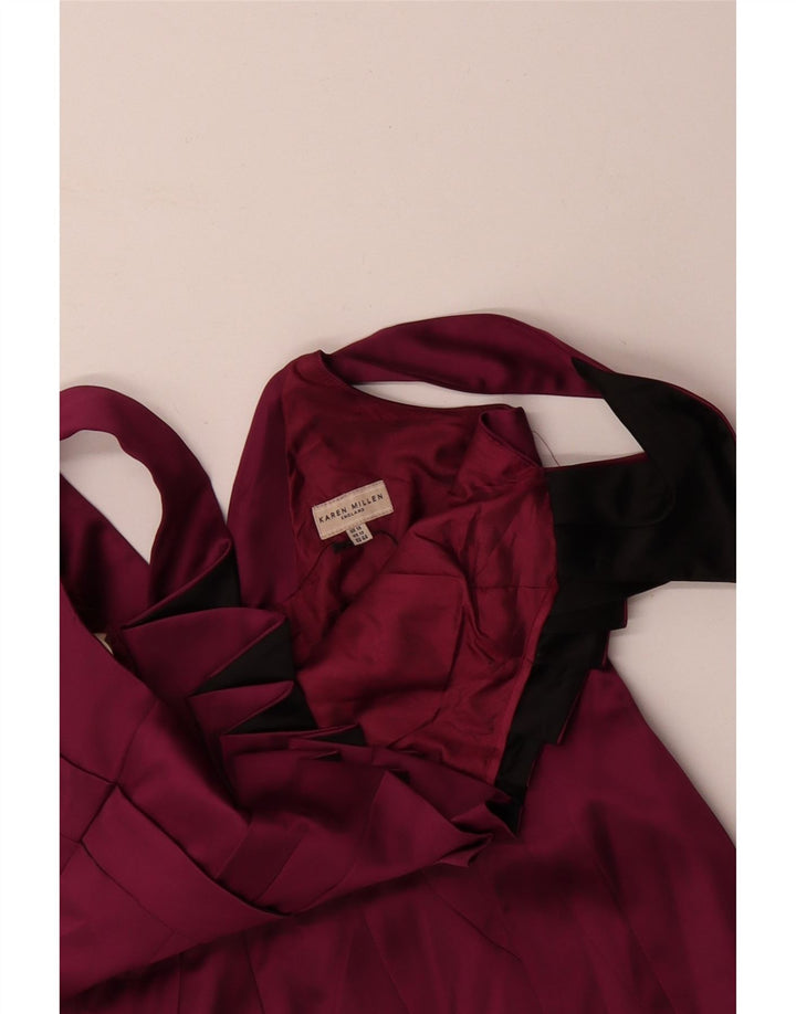 KAREN MILLEN Womens Sleeveless Bodycon Dress UK 16 Large Burgundy Acetate