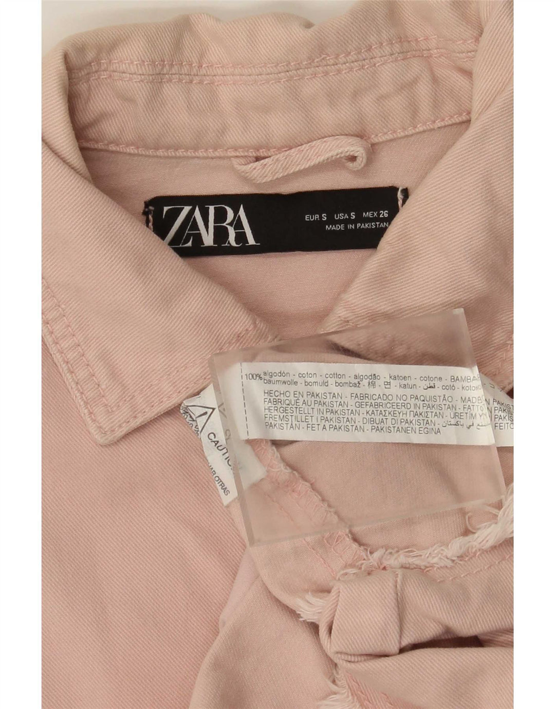 Zara Womens Oversized Denim Dress UK 10 Small Pink Cotton