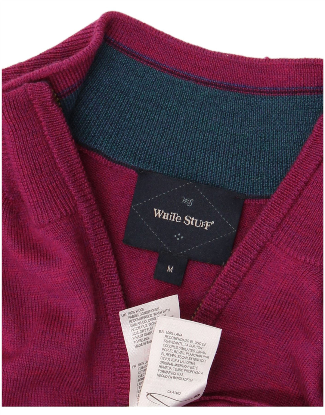 White Stuff Mens Zip Neck Jumper Sweater Medium Pink Wool