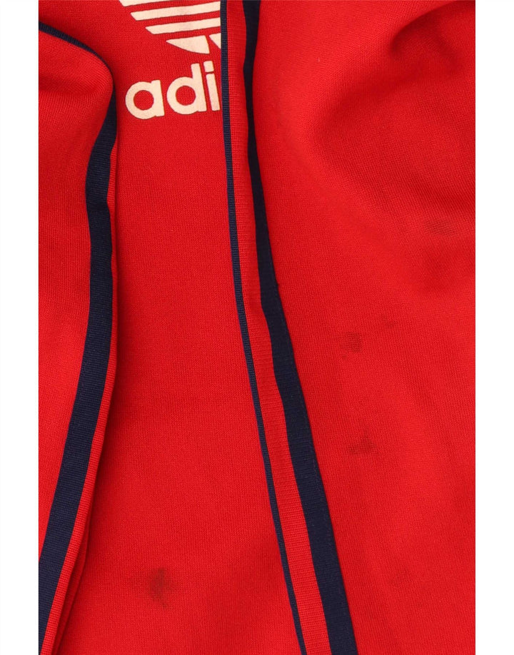 Adidas Mens Zip Hoodie Sweater Large Red Polyester