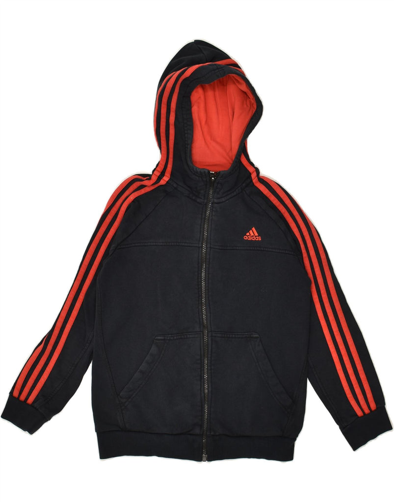 ADIDAS Boys Zip Hoodie Sweater 11-12 Years Black Cotton | Vintage Adidas | Thrift | Second-Hand Adidas | Used Clothing | Messina Hembry 