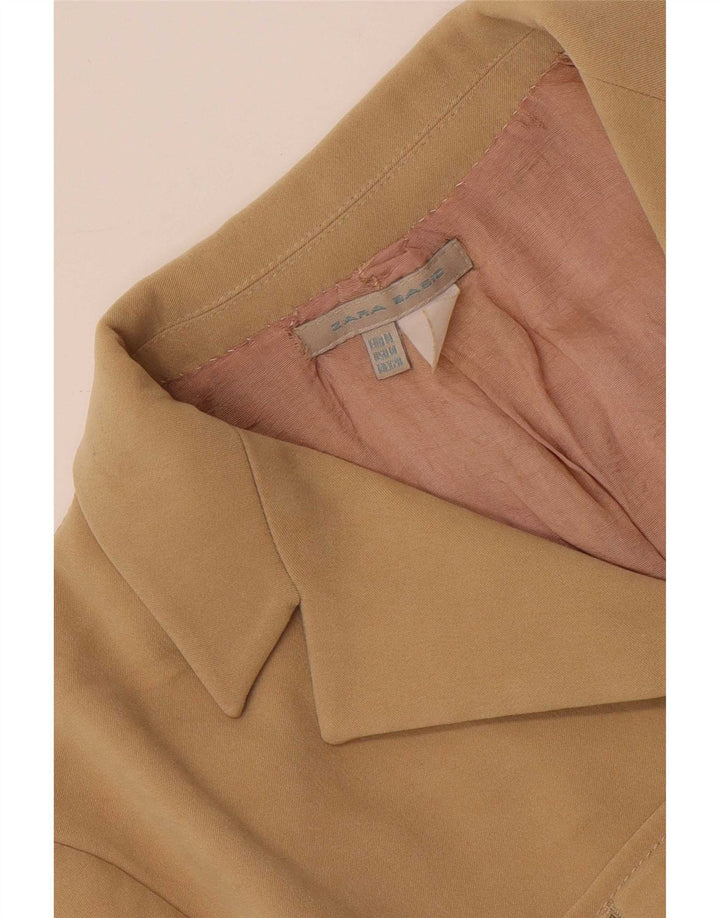 Zara Womens 3 Button Blazer Jacket UK 12 Medium Beige